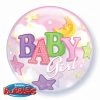 22" Qualatex Baby Girl Moon N Star Bubbles Balloon