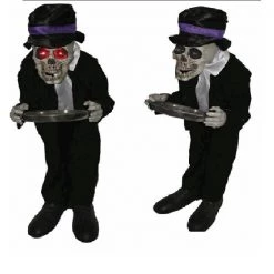 Everything Party By Event 100cm Scary Skeleton Butler With Candy Tray Motion Activated Animated Halloween Prop