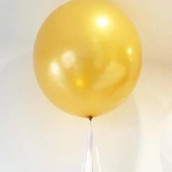 Balloons 3ft Qualatex Plain Latex Balloon - Round Metallic Gold