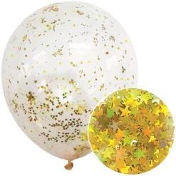 Everything Party 3pk Iridescent Gold Star Confetti Balloons