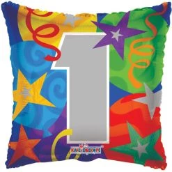 KALEIDOSCOPE 18" 1st Birthday Star And Ribbon With Square Foil Balloon Balloons