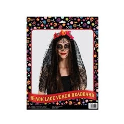 Everything Party Day Of The Dead Headband With Black Lace Veil By Event
