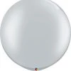 3ft Qualatex Plain Latex Balloon - Round Metallic Silver