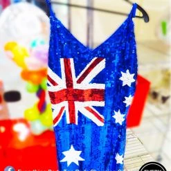 JD Party Costume Australia Flag Sequin Dress - Blue