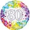 Qualatex 18" Oaktree Happy 80th Birthday Colourful Confetti Foil Balloon Balloons
