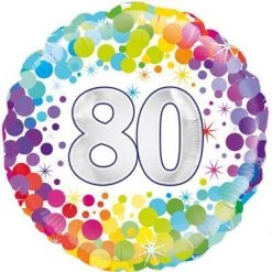 Qualatex 18" Oaktree Happy 80th Birthday Colourful Confetti Foil Balloon Balloons