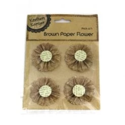 Jemark 4pk Brown Hessian Flower Craft & Art