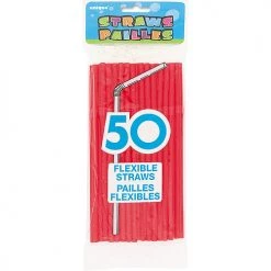 Everything Party 50 Flexible Straws - Red