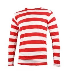 Everything Party Costume Adult Red & White Stripe Where's Wally Shirt