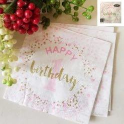 Everything Party All Birthday 1st Birthday Girl Luncheon Napkins