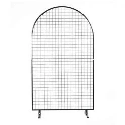 Everything Party Party Hire - 2.1m*1.2m Black Round Top Metal Square Mesh Backdrop Balloon Arch Stand All Birthday