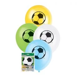 Unique 8pk Assorted 30cm Soccer Latex Balloons