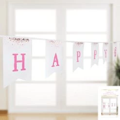 Everything Party 1st Birthday Girl Pink And Gold Confetti Bunting All Birthday
