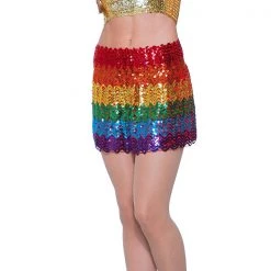 Trademart By Event Rainbow Sequin Skirt