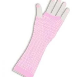 Everything Party By Theme Fishnet Fingerless Long Gloves - Light Pink