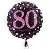 Qualatex Balloons 18" Happy 80th Birthday Holographic Pink Foil Balloon