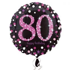 Qualatex Balloons 18" Happy 80th Birthday Holographic Pink Foil Balloon