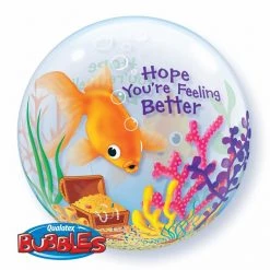 22" Qualatex Get Well With Fish Tank Bubbles Balloon