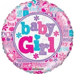 KALEIDOSCOPE 18" Baby Girl Holographic Foil Balloon