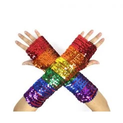 JD Party Rainbow Sequin Fingerless Gloves