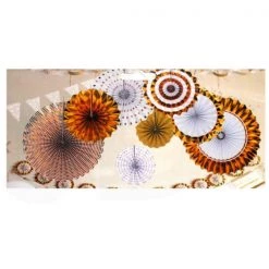 Everything Party All Birthday 8pcs Decorative Paper Fan - Mixed Gold