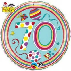 18" Qualatex 70th Birthday Rachel Ellen Design Foil Balloon Balloons