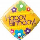 Qualatex 18" Birthday Yellow Cushion Shape Foil Balloon