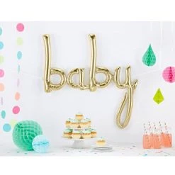 Everything Party Balloons 34" Script 'baby' Air-Filled Foil Balloon Banner - White Gold