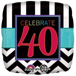 Balloons 17" Anagram Celebrate 40th Birthday Foil Balloon