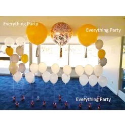 Everything Party 3ft Confetti Helium Balloon And 3ft Gold Helium Balloon Bouquet