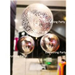 Everything Party 3ft Silver Confetti Balloon & Silver Orbz Round Balloon Bouquet