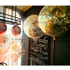 Everything Party Balloons 3ft Confetti Helium Balloon And Rose Gold Helium Balloon Arrangement