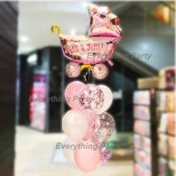 Everything Party Baby Girl Helium Balloon Bouquet