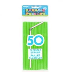 Everything Party All Birthday 50 Flexible Straws - Lime Green