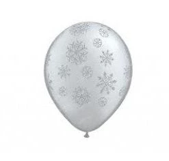 Everything Party 11" Qualatex Glitter Snowflakes Silver Latex Balloon