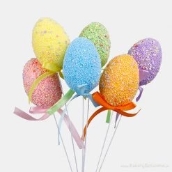 Trademart 6pk Assorted Foam Glitter Easter Eggs On Sticks