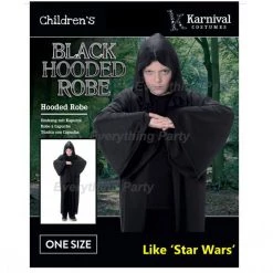 Everything Party Kids - Karnival Deluxe Black Hooded Robe Costume