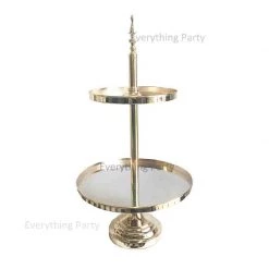 Everything Party Party Hire - Deluxe Metallic Silver Cup Cake Stand 2 Tier