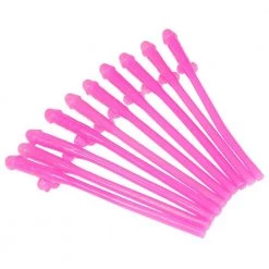 JD Party 10pk Hens Party Hot Pink Dicky Straw By Theme