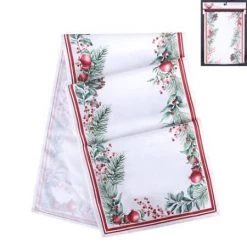 Oceana 180cm Christmas Table Runner With Holly Print
