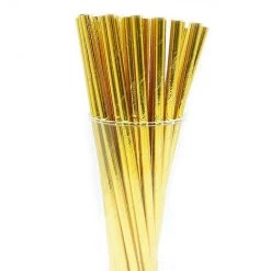 Unique 10pk Metallic Gold Paper Straws