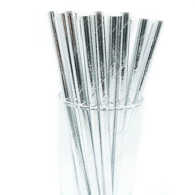 Unique All Birthday 10pk Metallic Silver Paper Straws