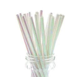 Unique 10pk Metallic Iridescent Paper Straws