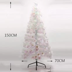 Wish By Event 150cm White Christmas Tree With Ultra Bright Multicolour Fibre Optic Flashing LED Lights