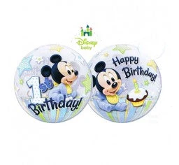 22" Qualatex Licensed Mickey Mouse 1st Birthday Bubbles Balloon Balloons