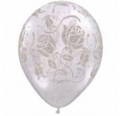 Everything Party 11" Qualatex Glitter Rose Metallic Silver Latex Balloon Balloons