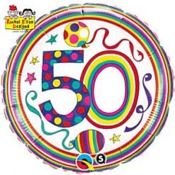 18" Qualatex Rachel Ellen Design 50th Birthday Foil Balloon