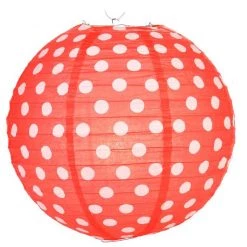 Everything Party 30cm Polka Dots Paper Lantern - Red
