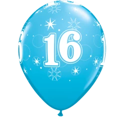Everything Party 11" Qualatex 16th Birthday Boy Latex Balloon - Fashion Robins Egg