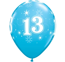 Everything Party Balloons 11" Qualatex 13th Birthday Boy Latex Balloon - Fashion Robins Egg